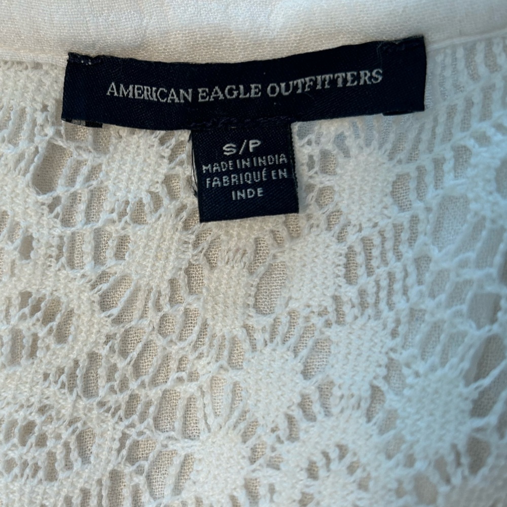 American Eagle Boho Crochet Button Down Blouse - image 5